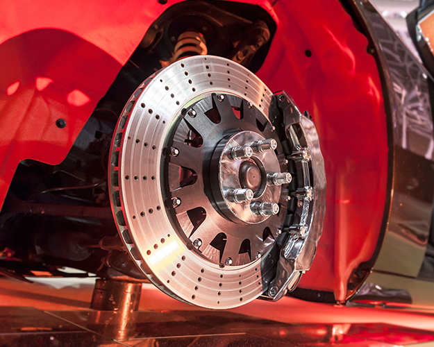 Closeup car brake rotor service